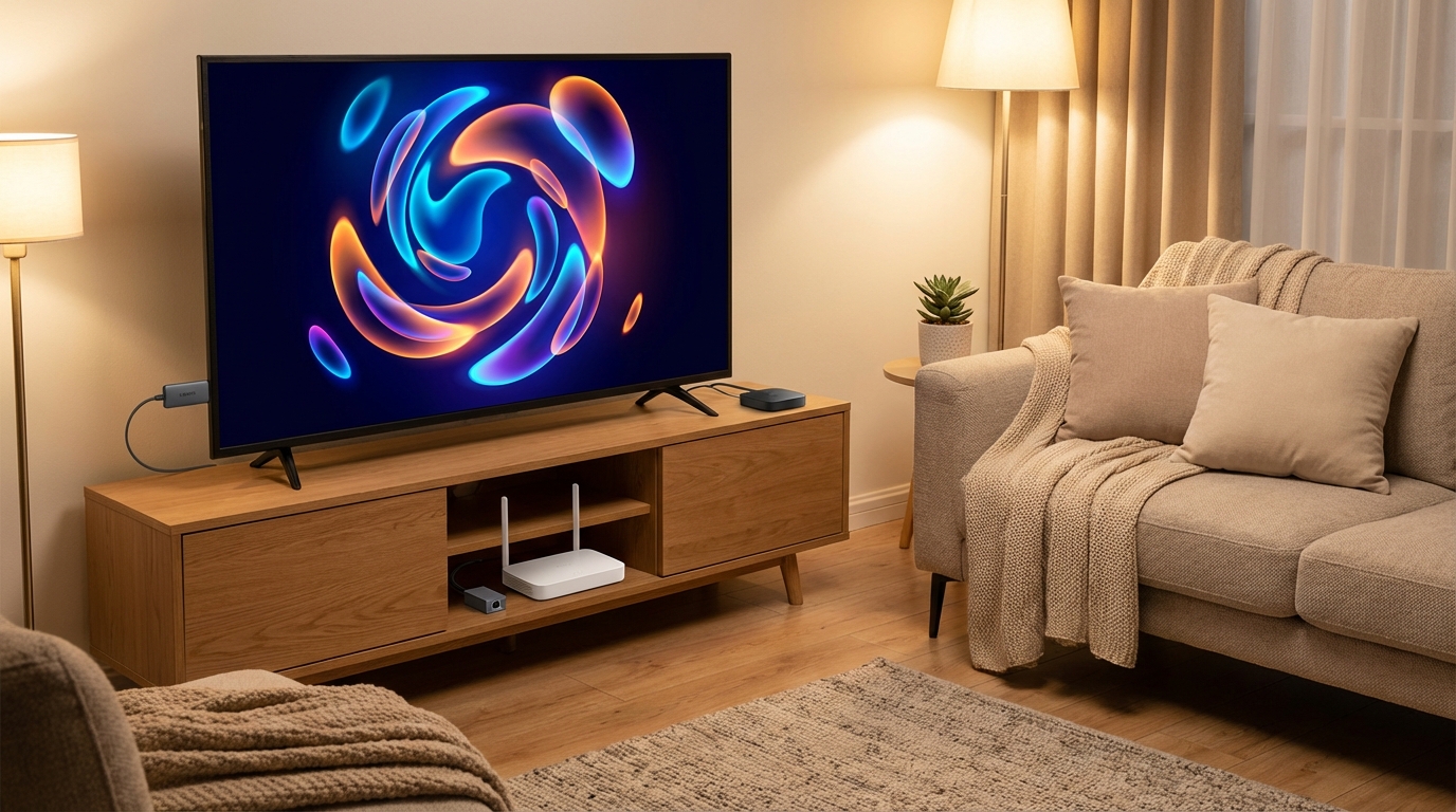 Fire TV Stick and budget 4K TV in a cozy living room