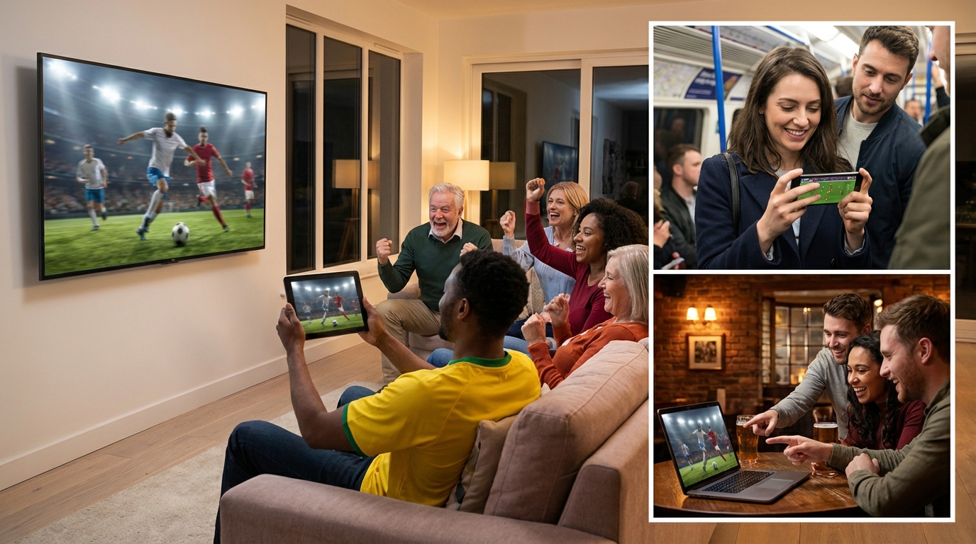 Fans watching live football across devices