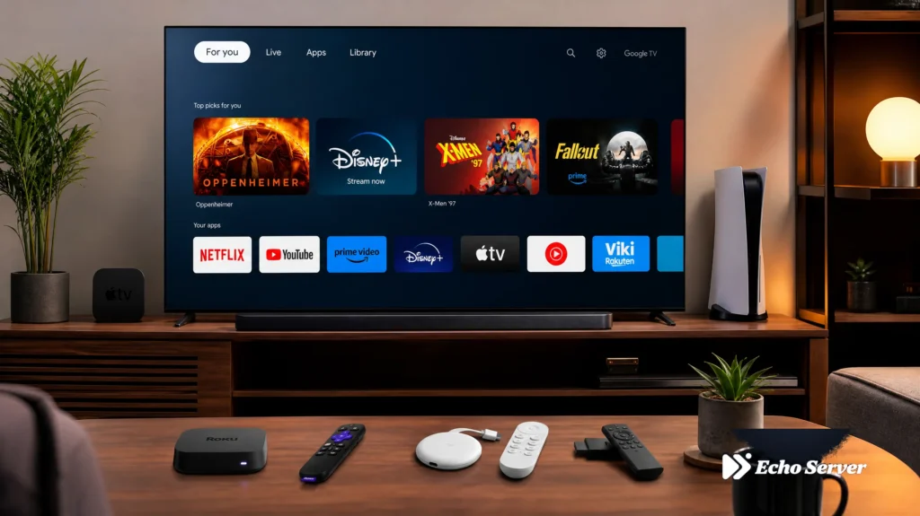 Modern television streaming setup replacing cable TV