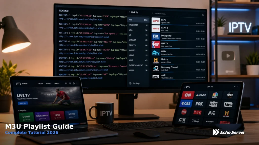M3U playlist code and IPTV streaming interface setup guide