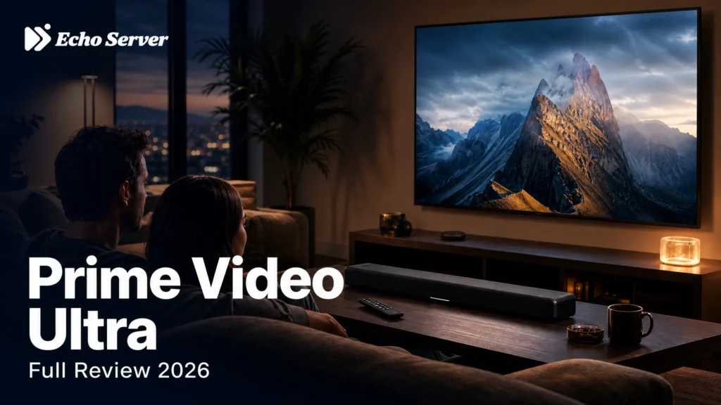 Home cinema with a mountain landscape on a large television